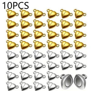 10pcs Heart-Shaped Magnetic Clasp Rings, Jewelry Bracelet Closure Device, Magnetic Disconnector Converter, Wedding Accessories, Heart Design Charm