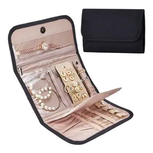 Faux Velvet Jewelry Storage Roll, Travel Foldable Portable Jewelry Bag, Ear Studs Earrings Organizer, Compact and Convenient, Jewelry Storage Box, Jewelry Storage Unit