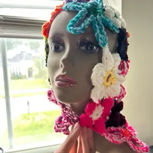 Lolita Crochet Flower Headpiece - Colorful Handmade Floral Design for Stylish Apparel Accessories