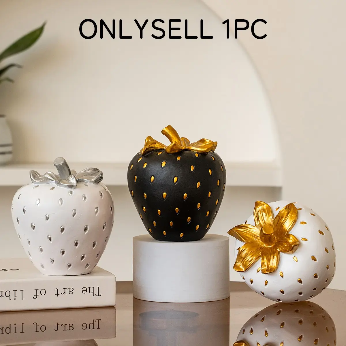 Strawberry Shaped Resin Fruit Decor, Multi-Color Indoor Home Decoration, Home Decor Statue, Modern Simple Style, Perfect for Living Room, Dining Room, Bedroom, Hotel