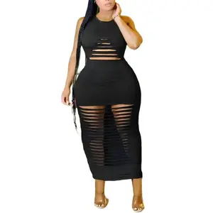Plus Size Cutout Sleeveless Bodycon Tank Dress, Women’s Curve Solid Slight Stretch Sexy Bodycon Dress