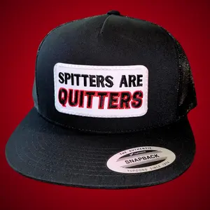 Spitters Are Quitters Flat Bill Trucker Hat - Wh/ Red patch | Blk 6006