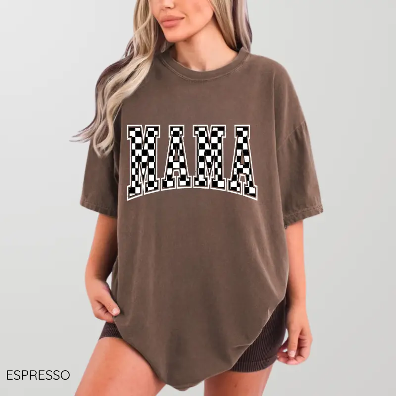 Comfort Colors Mama Checkered Shirt, Retro Mom Tee, Aesthetic, Spring Summer Outfits, Cotton Today Shirts, Apparel