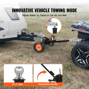VEVOR Adjustable Trailer Dolly, Max. 15000lbs Towing Capacity, 2 in 1 Trailer Mover with 22'' / 26'' Adjustable Height & 2'' Ball, 16'' Pneumatic Tires & Universal Wheel, for Moving Car RV Trailer  Super Brand Day