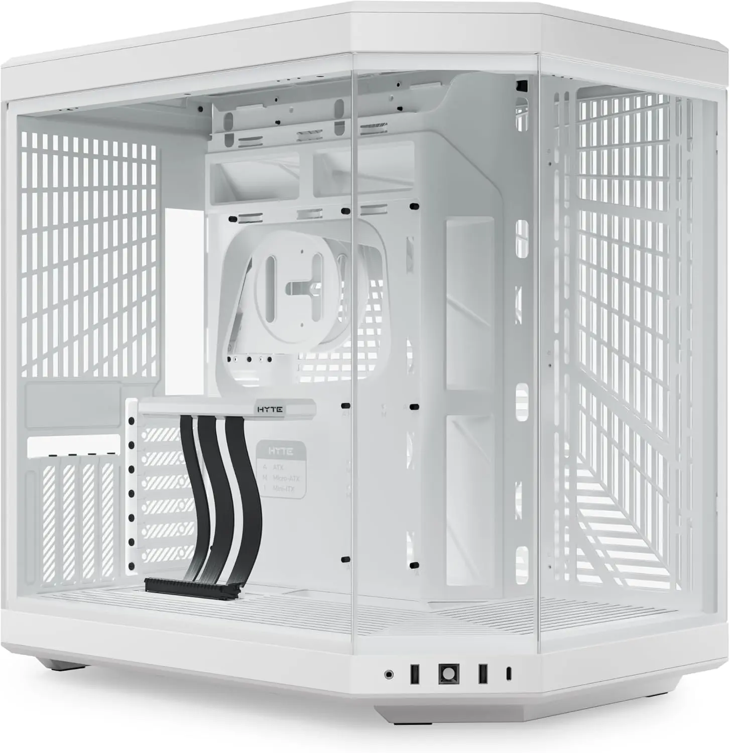 Hyte Y70 Modern Aesthetic Gaming PC Case - Panoramic Glass | High-Airflow Design | Cable Management | Dual Chamber ATX Mid-Tower Chassis | 10 Fan Capacity | Luxury PCIe 4.0 Riser Cable - Snow White