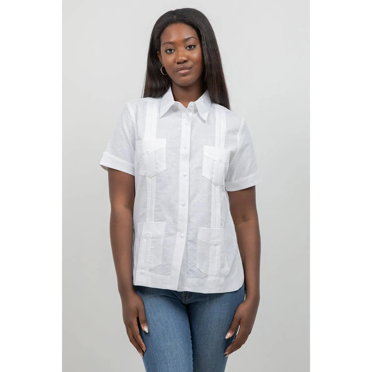 100% Linen Guayabera Shirt Short Sleeve 4 Pocket