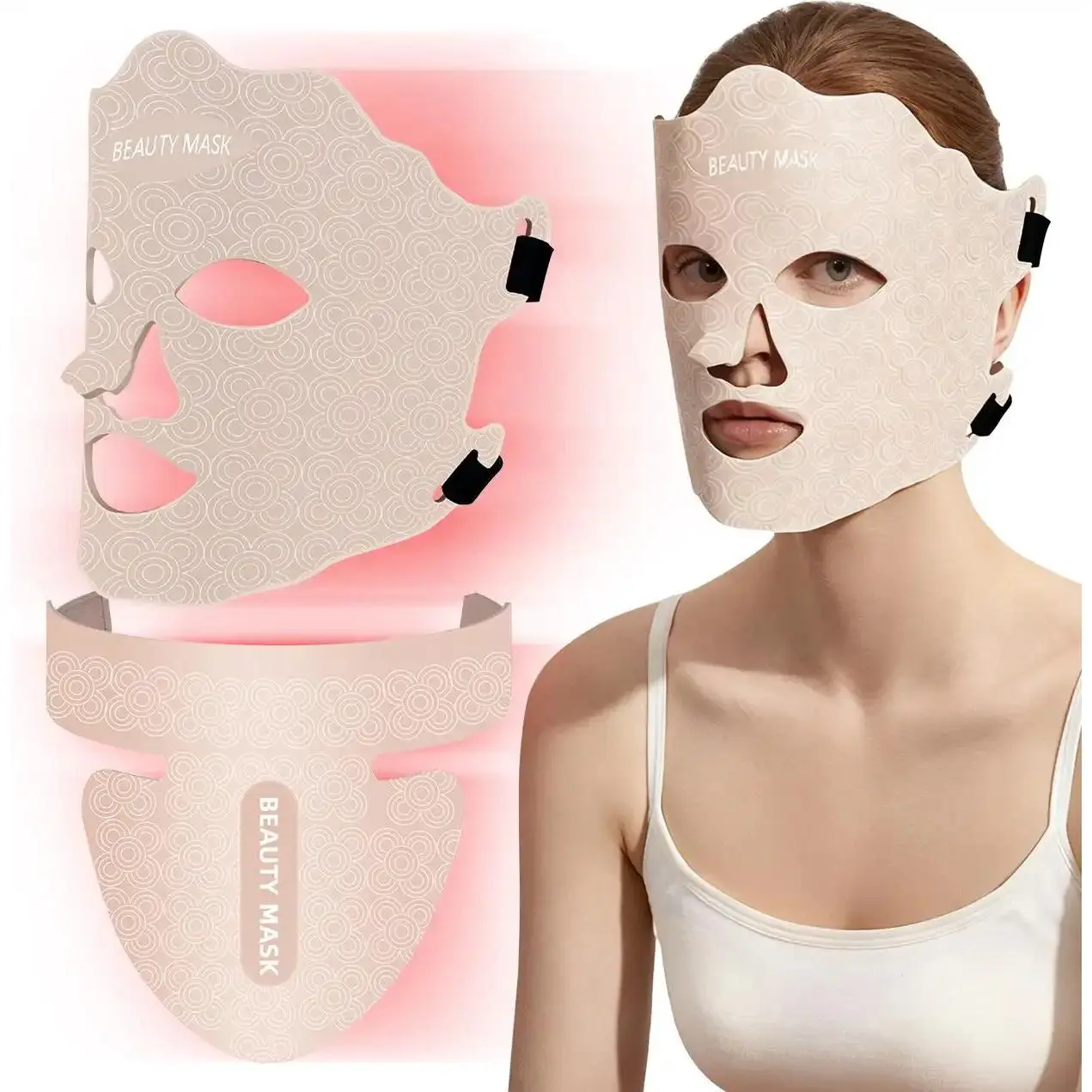 AYYHG 7-in-1 GlowTech LED Red Light Therapy Device Mask, Portable Rechargeable Battery Travel-Size Unisex Facial Beauty Tool, Brightening for All Skin Types, Daily Care, 2-Year Warranty, Boxed Salon & Spa Equipment