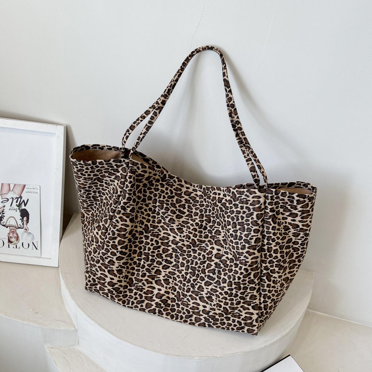 Women's Leopard Pattern Tote Bag, Large Capacity Shoulder Bag for Daily Use, Trendy Versatile High-quality Daily Commuting Bag, Girl Fashionable Shopping Bag, Leopard Print Tote, Fashionable Bags