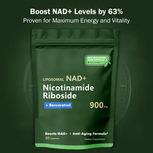 Liposomal NAD+ Nicotinamide Riboside Supplement, 900mg with Trans-Resveratrol & Quercetin, 80 Capsules for Energy Boost, Cellular Repair & Healthy Aging Support