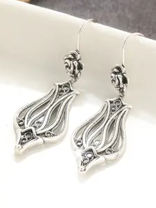 Vintage Bohemian Style Copper Silver Color Drop Earrings, Tulip Pattern, Elegant Women's Jewelry for All Occasions, Perfect Holiday Gift