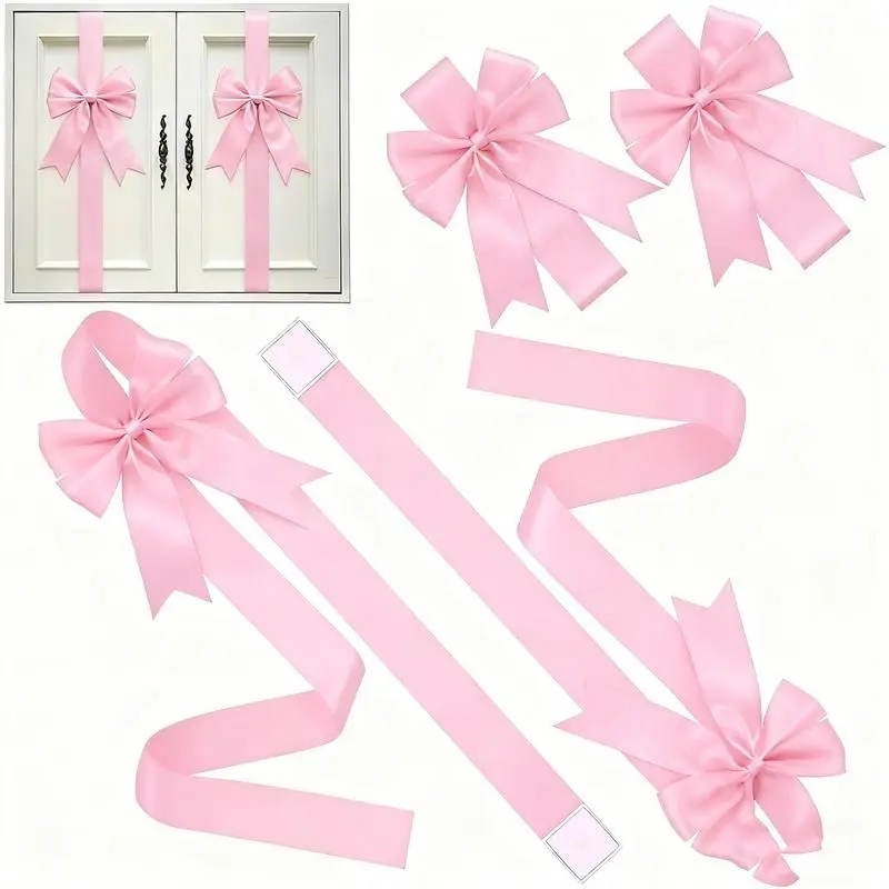 Large Blush Pink Fringe Berry Bow Wreath Ornaments - 79x2.4 In Polyester Fiber Decoration, Battery-Free Christmas Wreath Decor for Cabinet Doors, Home Supplies, Wreath Christmas Decor