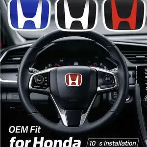 Car Steering Wheel Emblem H-Sticker For Honda Civic Accord City CRV Jade Fit Odyssey Hybrid Red Black Blue Interior Modification