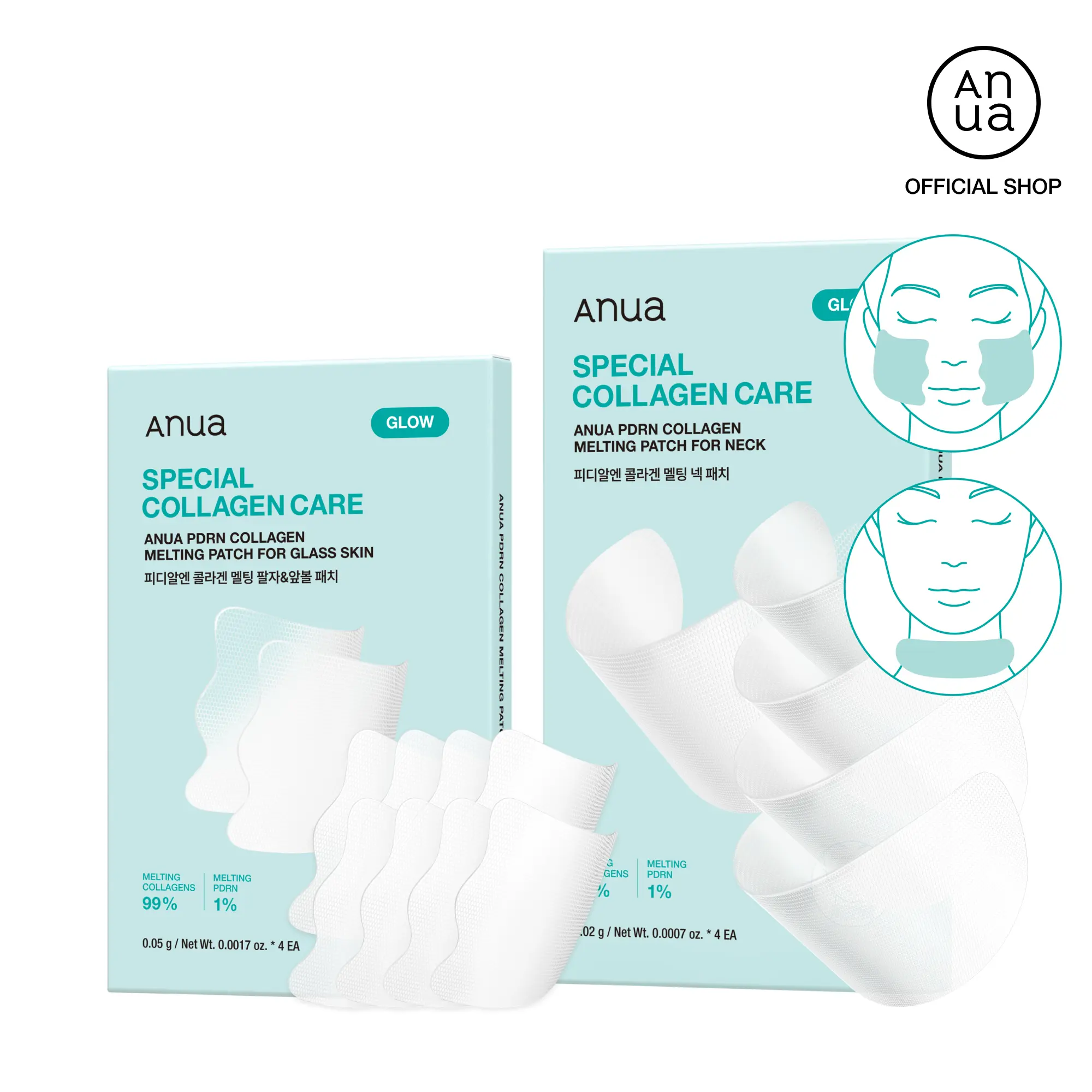 Anua] PDRN Collagen Melting Patch For Glass Skin, Face and Neck Duo Patch I  99% Pure Collagen Patch for Face and Neck, Lifting & Firming Skin Care,  Rejuvenating skin, Korean Skincare -