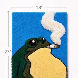 Custom Frog Tufted Rug with 3D Smoke Effect | Handmade Room Decor