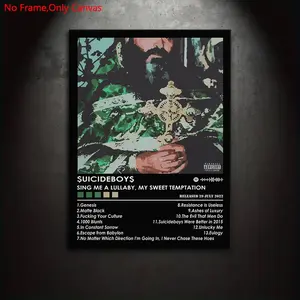 1 Piece/Set Frameless Canvas Painting Print Poster, Classic Realistic Art, Rap Music Album Cover. A perfect gift ideal for hip-hop culture enthusiasts, and an ideal gift for bedroom, living room, dormitory corridor, kitchen, mural, wall decor, room decor