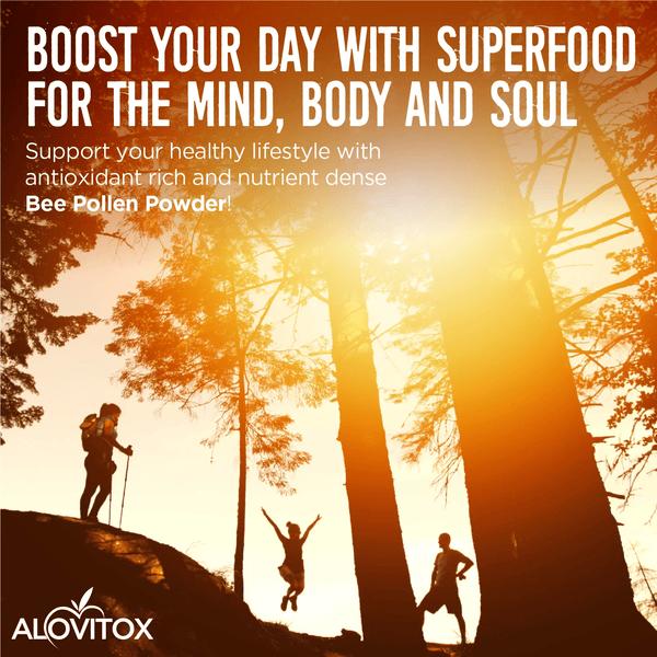 ALOVITOX: Organic Bee Pollen Powder I  100% Pure, Raw Superfood Powder for Yogurt, Cereal & Baked Goods I Organic Vegan Gluten-Free