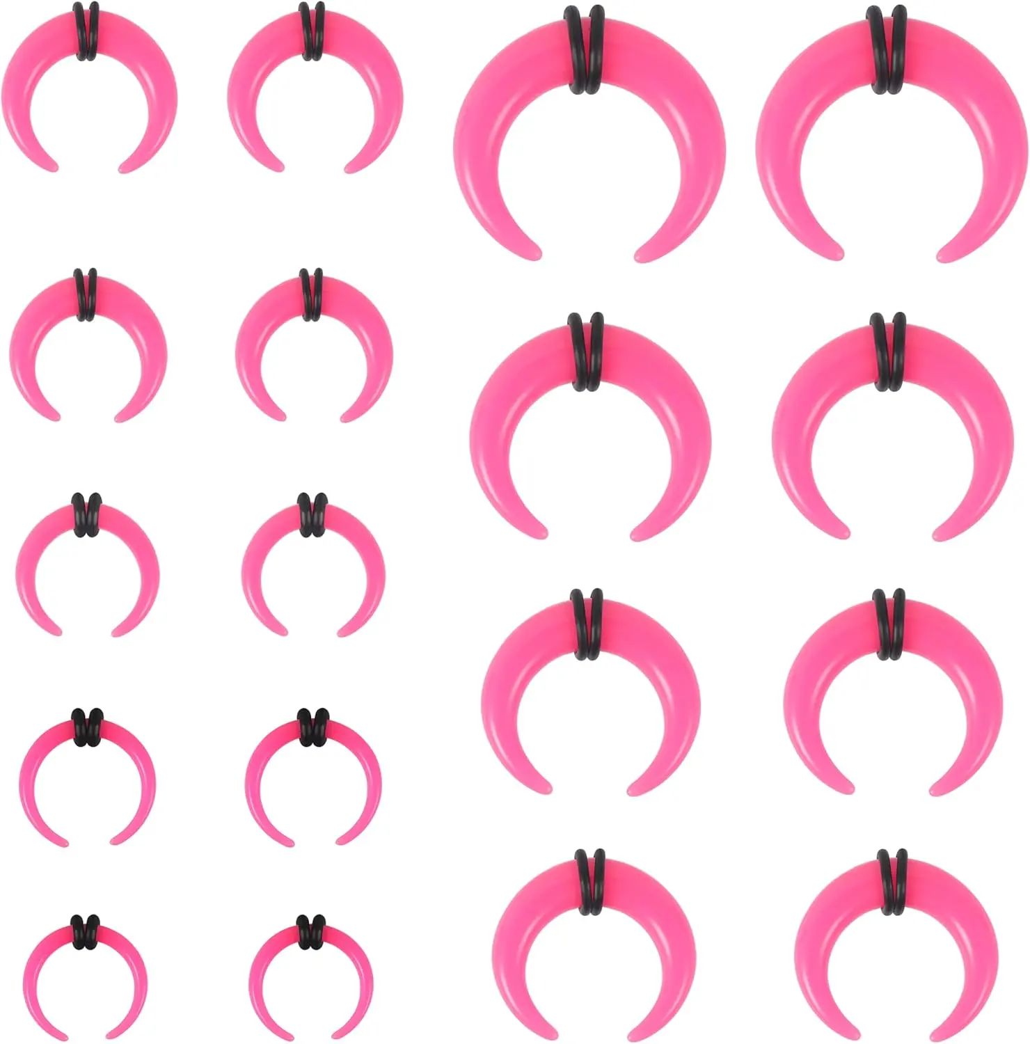 9 Pairs Pincher Tapers Septum Rings, Acrylic Buffalo Horseshoe Stretcher Expander Piercing Kit for Stretching Pierced Nose Ear Gauge 9 Size 14G - 00G