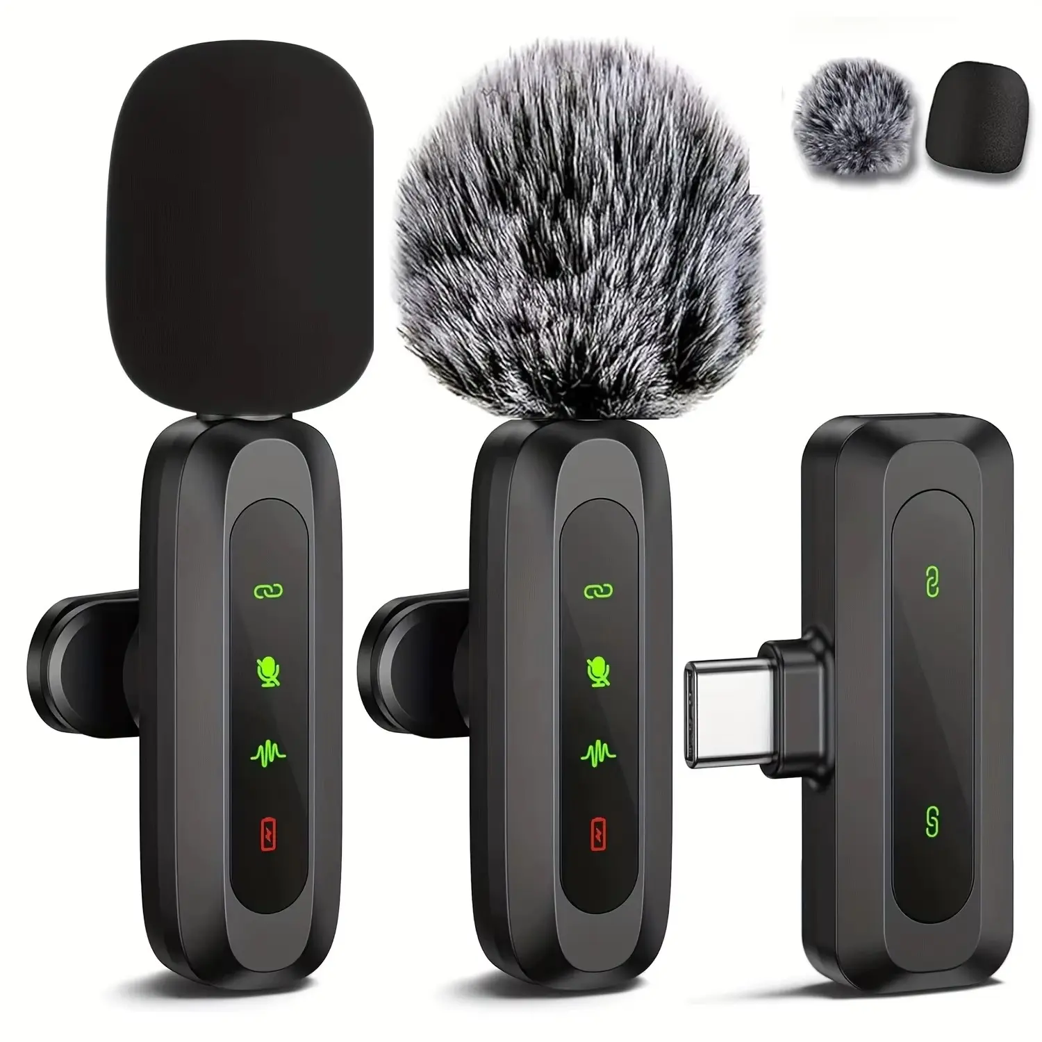 Lavalier Wireless Microphone Rechargeable Battery Clip-On Podcast Mic for Streaming Vlogging Voice Recording Plug & Play USB Streaming Mic