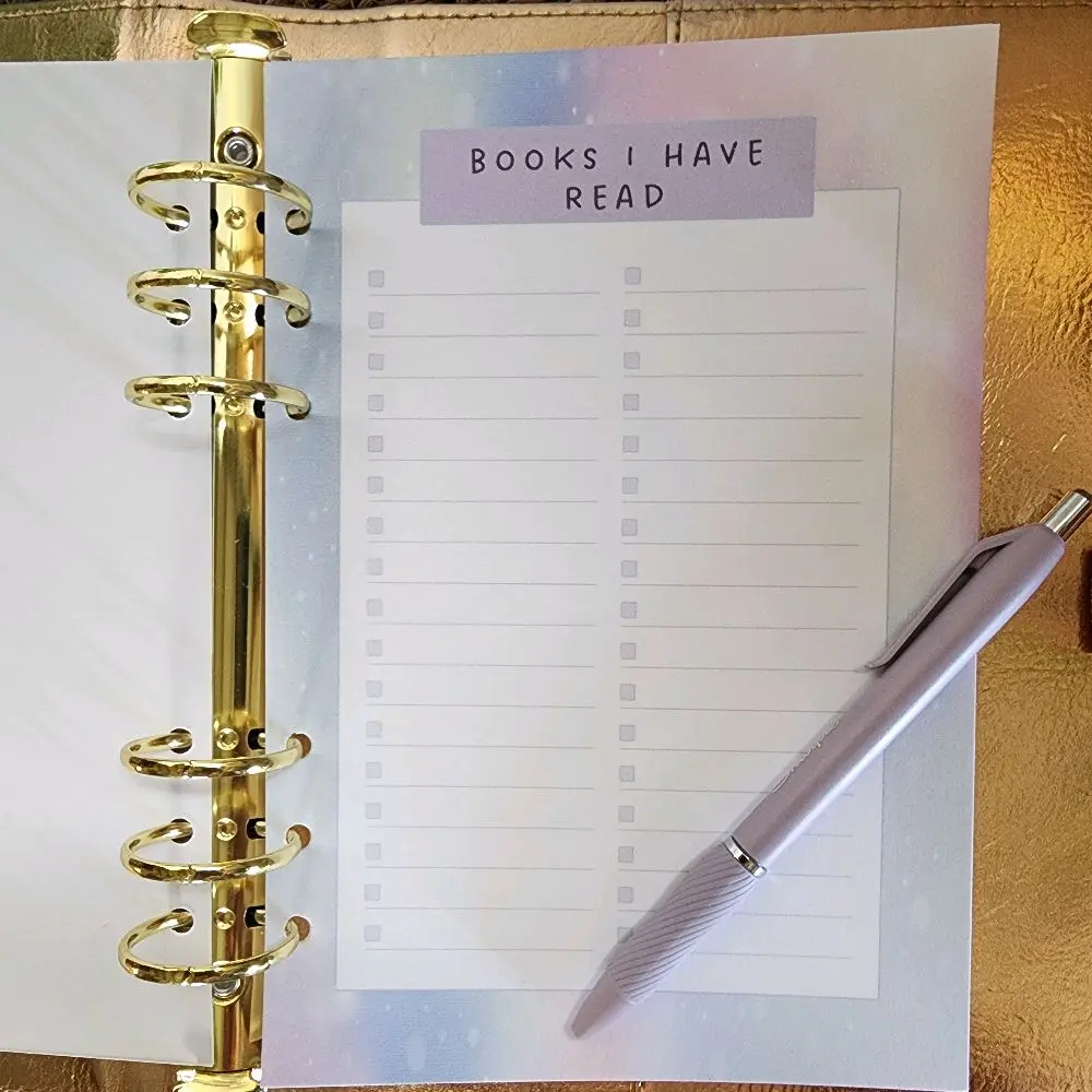 "Books I Have Read" reading Checklist Galaxy theme insert for Budget Binder