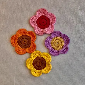 Daisy Crochet Coasters Handmade Sprint Decor Vintage Crochet--=%2=- drink=%2=----=%2=- coaster=%2=-- drink coaster