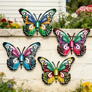 4 Counts Metal Butterfly Wall Art Decor, Hanging Decorations for Garden, Patio, Living Room and Balcony, Perfect Gift for Family and Friends