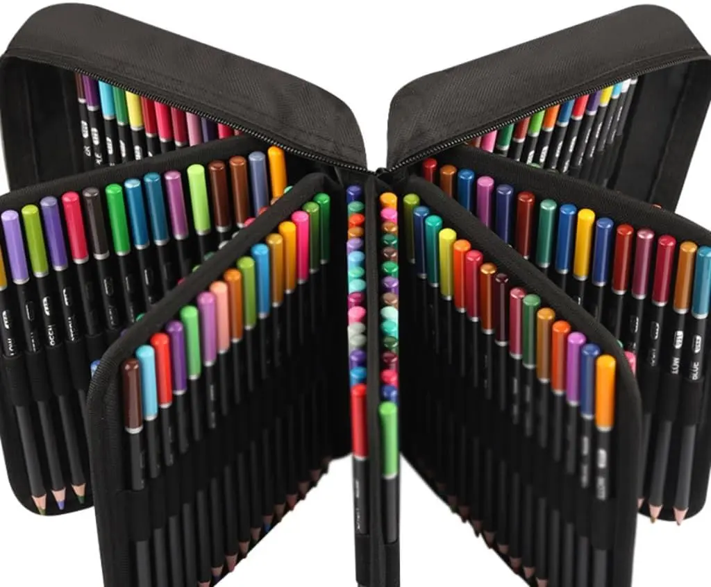 Art Supplies Colored Pencils Set for Adults Coloring Books with Sketchbook, Professional Vibrant Artists Coloring Pencils for Drawing Sketching Blending Shading, Soft Core Oil Based deluxe zipper case Zippered