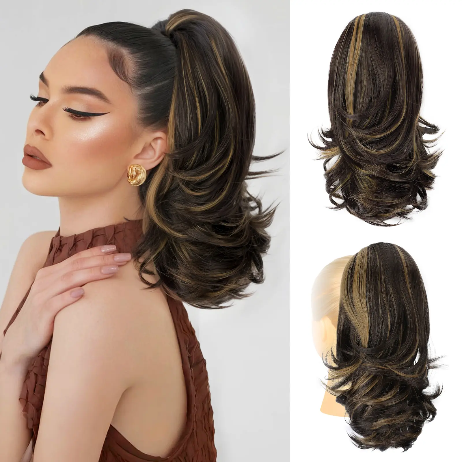 Dark Brown with Blonde Highlights