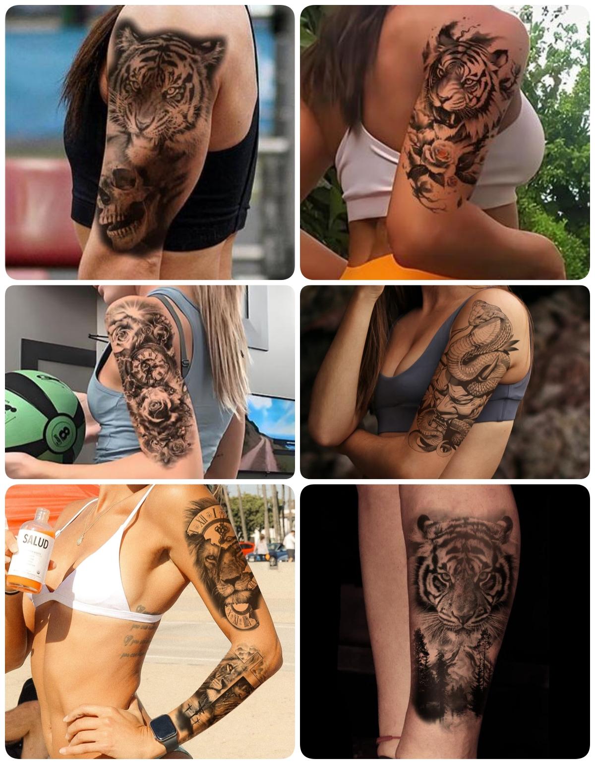 76 Sheets Large Black Temporary Tattoo Stickers - Tribal Wolves, Tigers, Lions, Snakes, Skulls, 12 Fake Tattoo Stickers for Men & Women Arm Designs 76 Sheets Large Black Temporary Tattoo Stickers - Tribal Wolves, Tigers, Lions, Snakes, Skulls, 12 Fake Tattoo Stickers for Men & Women Arm Designs