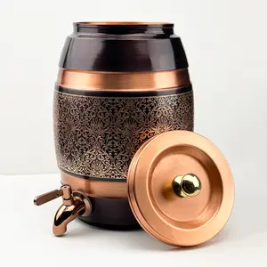 2-Gallon Pure Copper Water Dispenser with Tap | Handcrafted Ayurvedic Copper Water Tank for Healthy Drinking Water | Home & Kitchen Wellness Storage Container