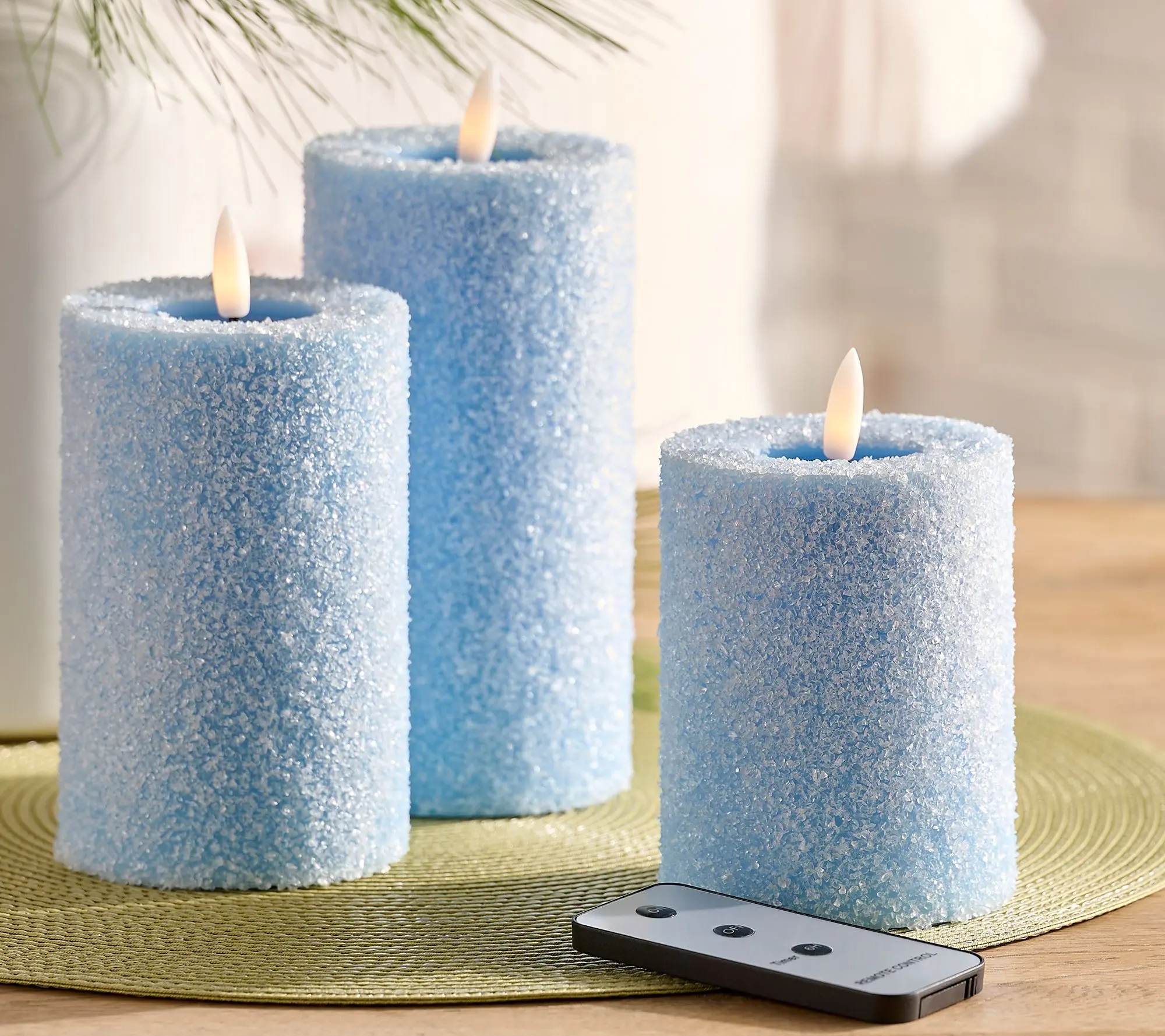 Home Reflections S/3 Flameless Crystal Pillar Candles Home Reflections S/3 Flameless Crystal Pillar Candles