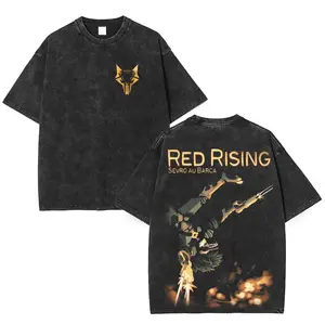 Red Rising Sci-Fi Fandom Tee – Oversized short sleeve Acid Washed Cotton Shirt for Men, Reaper of Mars Graphic Streetwear, Sevro Aesthetic Top