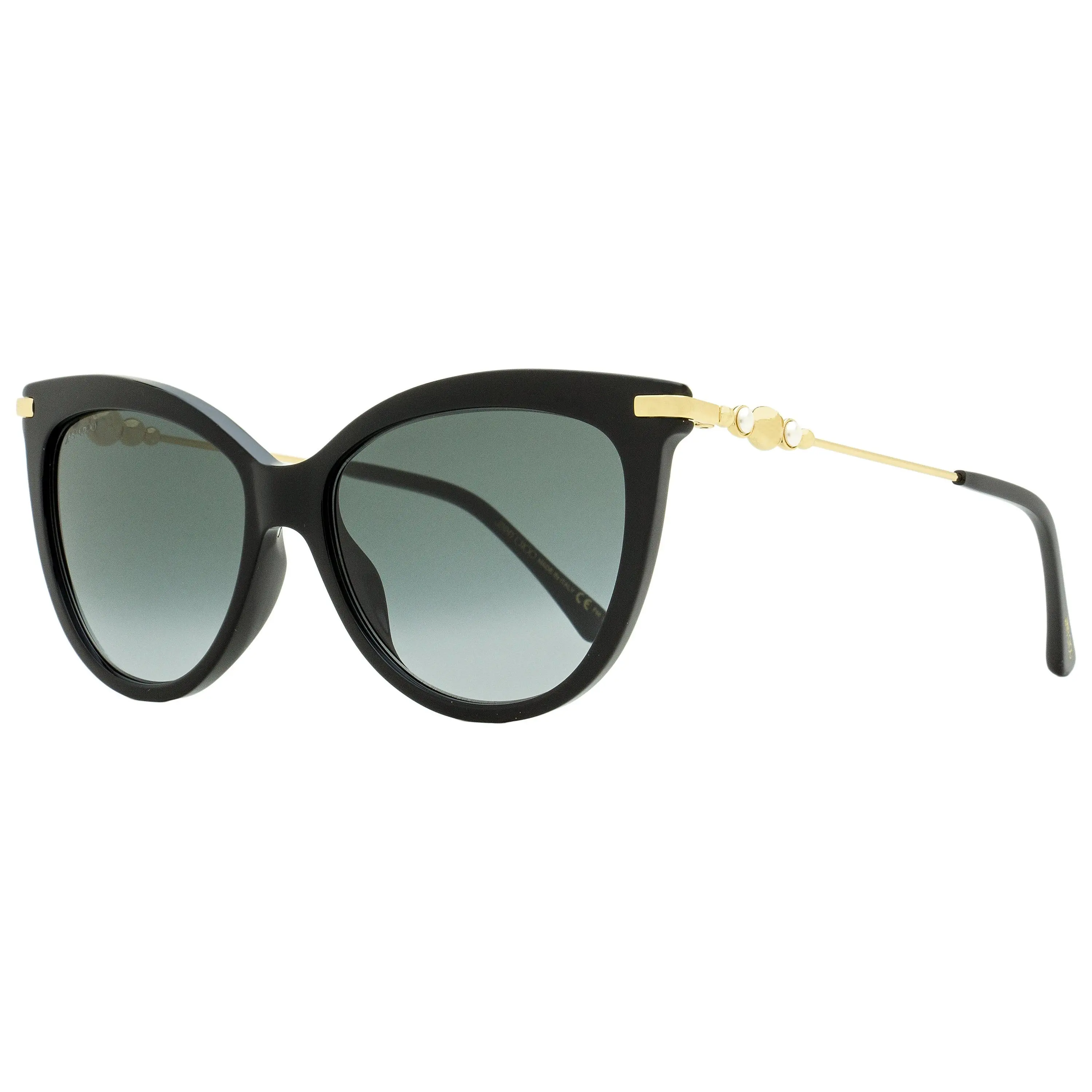 Jimmy Choo Tinsley/G Cat Eye Acetate Women's Sunglasses, 8079O Black/Gold Frame, 56mm Lens Width
