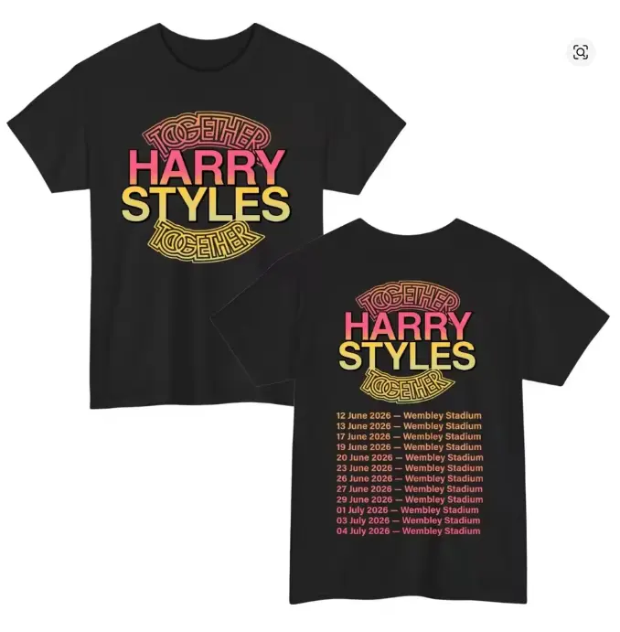 Harry Styles Together Tour 2026 Wembley Concert Full Dates T Shirt for Men Women Vintage Graphic Tee Streetwear