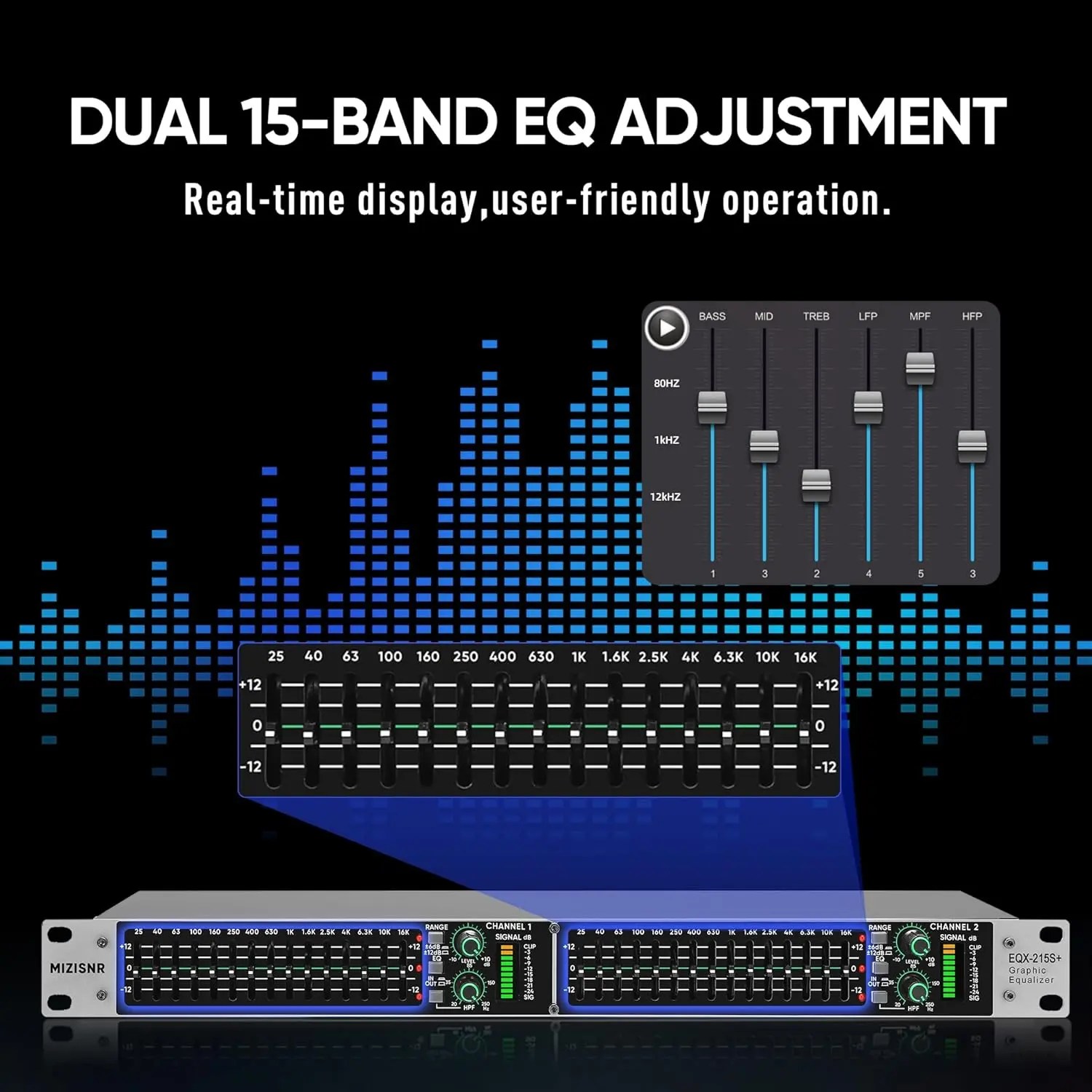 15-Band Stereo Graphic Equalizer Amplifier (EQX-215S) - 1U Form