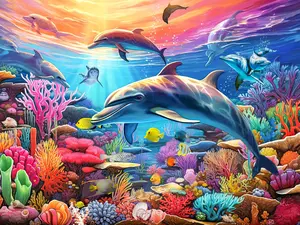 Huadada: 500 Puzzles for Adults, Dolphins, Perfect for Home Decoration Holiday Gifts, Family Games, Grandparents Brainstorming
