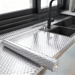 2 Meter Aluminum Foil Moisture Barrier Mat, Anti-Mold Waterproof Pad, Silver Color Thick Kitchen Water Proof Oil Resistant Foil Mat