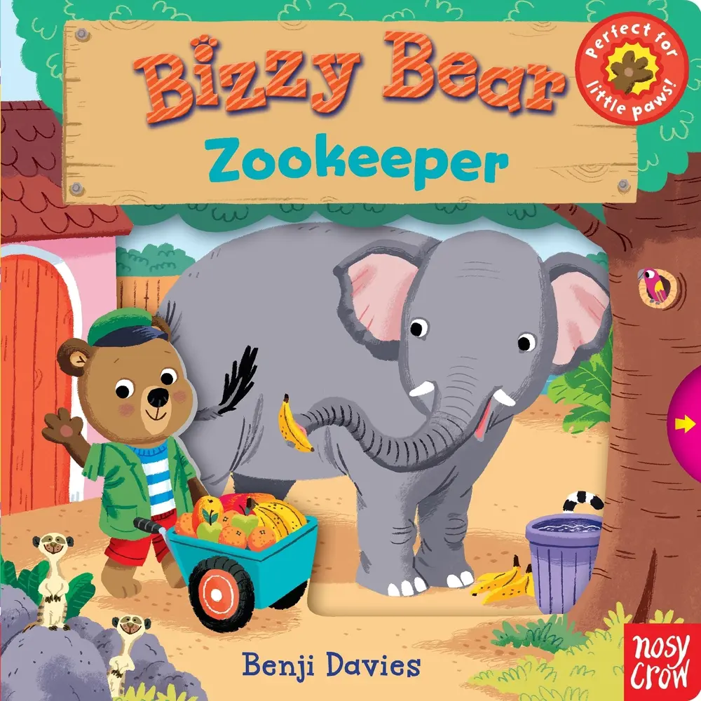 USED Book - Bizzy Bear: Zookeeper: (Interactive Zoo Animal Board Book for Toddlers - With Sturdy Tabs and Slides to Push and Pull) by Nosy Crow (Board book) - english