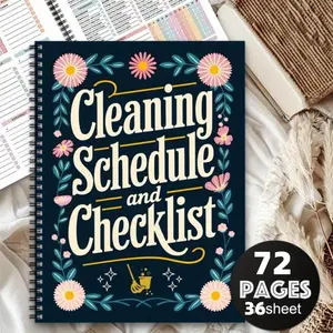 Aesthetic ADHD Household Cleaning Planner Spiral Notebook - Colorful Floral Design with Daily, Weekly, Monthly, and Yearly Chore Checklists, Suitable for Housewives and Office Use, Personal Organizer | Fun Cover Design | Colorful Cover, Cleaning Book