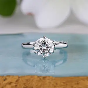 2ct Round Cut Hidden Halo Solitaire Engagement Ring