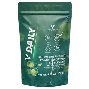 VitalHealth V-Daily Multi-Nutrient Vitamin Natural Lime Flavored Powdered Dietary Supplement 5.28 oz Supports Energy Digestion & Whole-Body Wellness