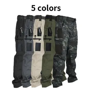 Men's Solid Color Tactical Work Pants, with Multiple Pockets and Zipper Closures, Durable Outdoor Training Pants, Available in Multiple Colors, Fishing, outdoor activities, work, hikin