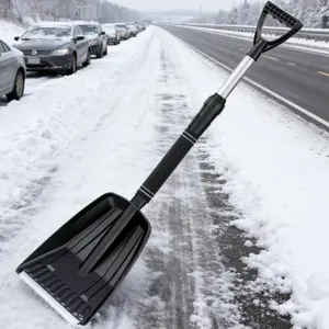 The snow shovel is multifunctional, Heavy Duty, extendable, Portable, Tool, making it easy to handle snow accumulation. Retractable design easy to store, does not take up space. More efficient in snow removal on snowy days