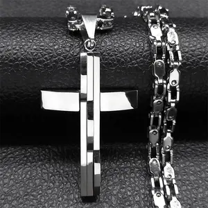 hip-hop big cross pendant, personalized men's stainless steel cross necklace jewelry