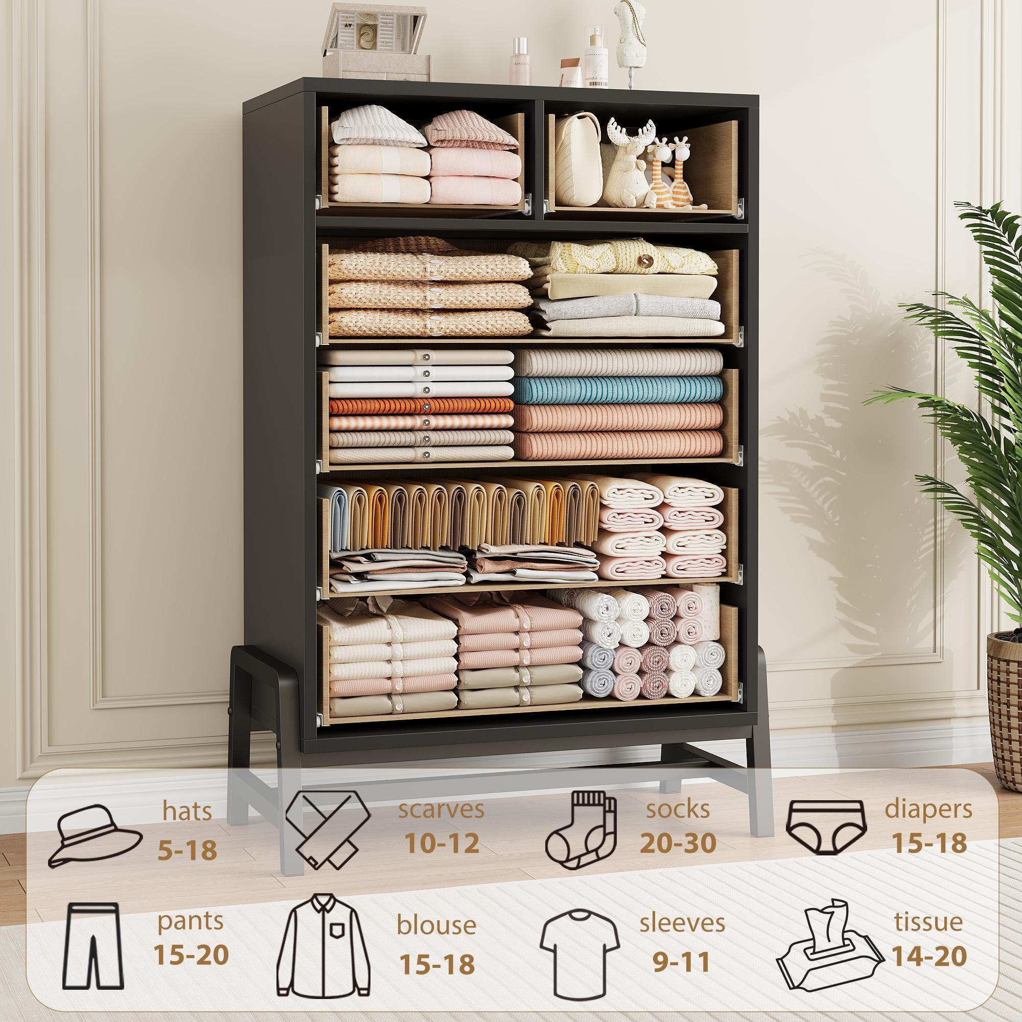 Tall 6-Drawer Storage Cabinet, Natural Oak Freestanding Chest of Drawers, Modern Space-Saving Organizer for Entryway, Bedroom, Living Room & Home Office