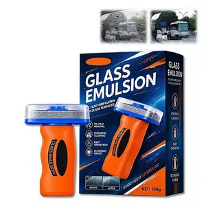 Car Glass Oil Film Remover, 2026 Upgraded Glass Emulsion Oil Film Cleaner, Glass Emulsion Cleaner with Cleaning Pad, Car-Specific Handheld Oil Film Remover, Suitable for Car Windows