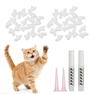 PETAXCELL Cat Nail Caps, Cat Claw Covers with Adhesive Glue and Applicators, Kitten Claw Caps Soft Paws, (40pcs, XS, White), Intended for Pet Tips /  Nail Covers / Control Paws