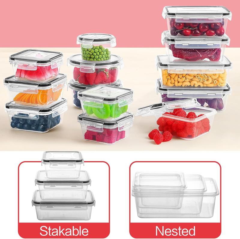 AISOON 40 PCS 85Oz Airtight Food Storage Set (20 Containers & Lids), BPA-Free,Leakproof, Microwave-Safe,for Kitchen Organization, Fruit Organizer Snackboxcontainer Square