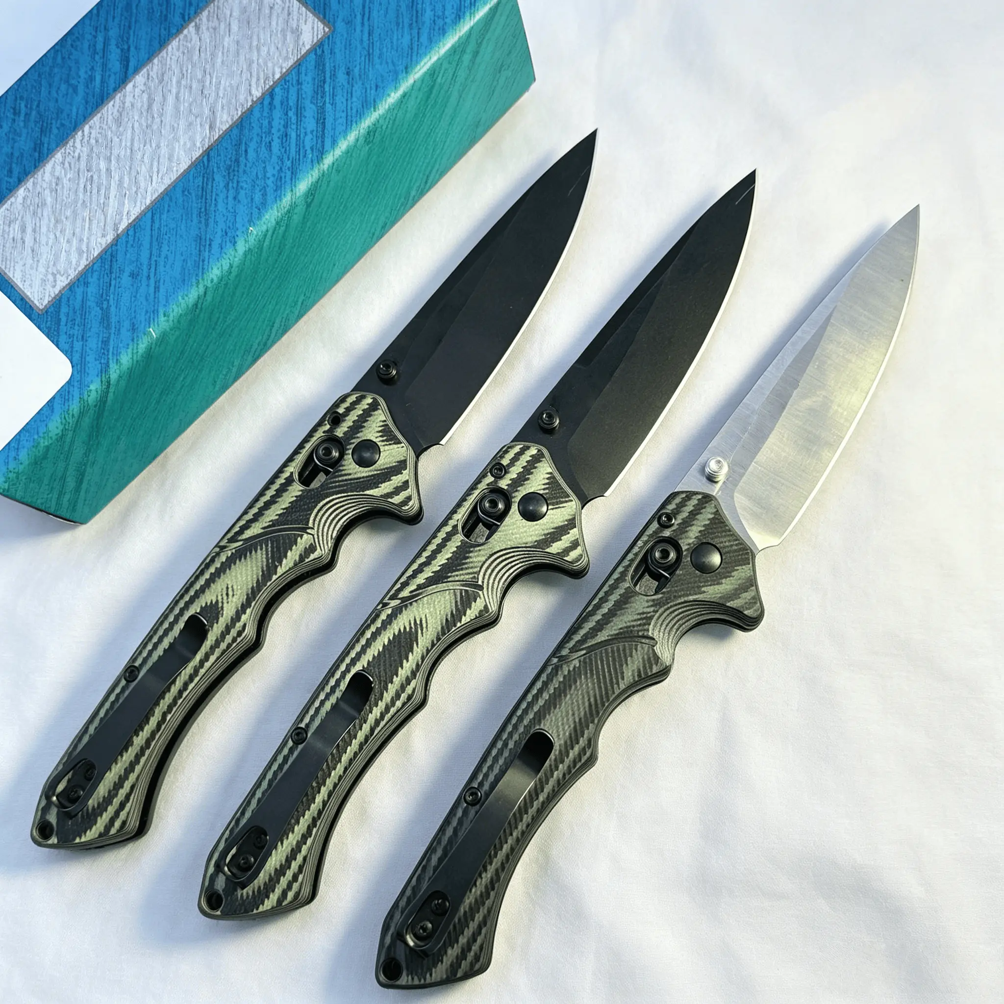 1401 Style Folding Pocket Knife, Carbon Fiber Infused G10 Non-slip Handle, Sharp Solid Blade for Daily Carry & Outdoor Camping