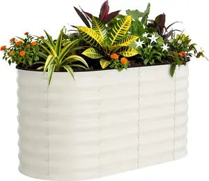 1 Pack Galvanized Raised Garden Beds - 4x2x2ft Planter Box for Vegetables, Flowers, Rust-Resistant Garden Box, Easy Assembly Raised Beds, Durable Planters for Outdoor Plants, Beige
