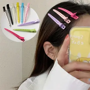 Colour Spray Painted Metal Duckbill Clip Curly Hairpin Women Long Hair Styling Clips Hair Root Fluffiness Tool Clip Barrette